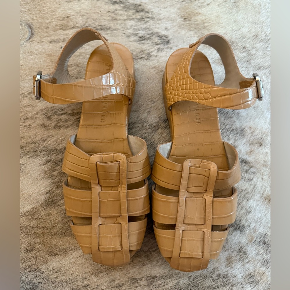 Freda Salvador Lizzie Sandals, Quince Embossed, like new.